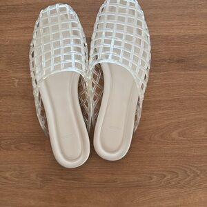 Vince Ivory Lattice Jelly Slide Mules
